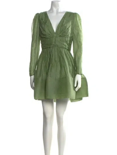 Pre-owned Zimmermann Linen Mini Dress In Green