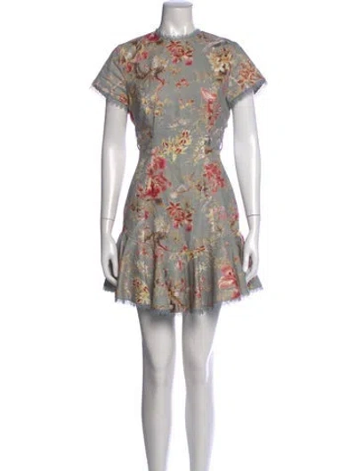 Pre-owned Zimmermann Linen Mini Dress In Green