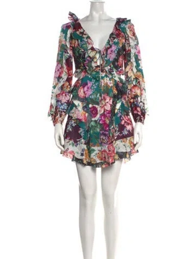 Pre-owned Zimmermann Linen Mini Dress In Green