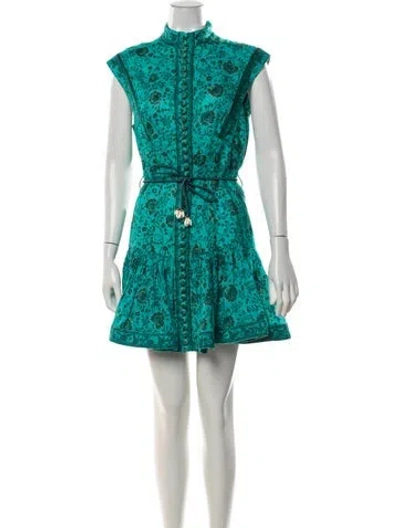 Pre-owned Zimmermann Linen Mini Dress In Green