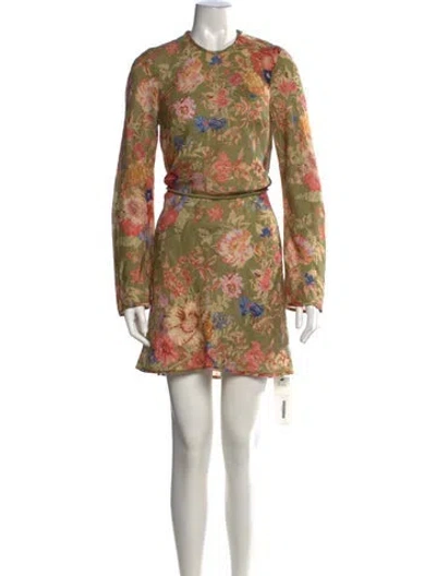 Pre-owned Zimmermann Linen Mini Dress In Green