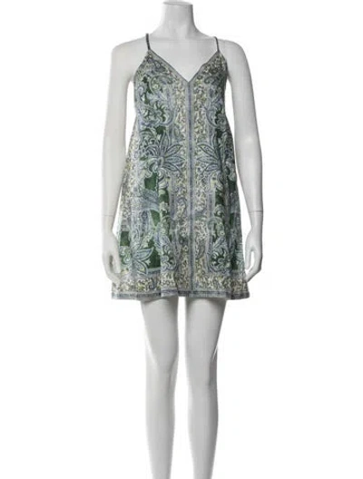 Pre-owned Zimmermann Linen Mini Dress In Green