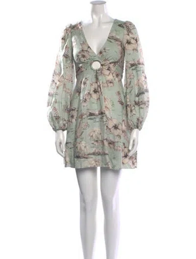 Pre-owned Zimmermann Linen Mini Dress In Green