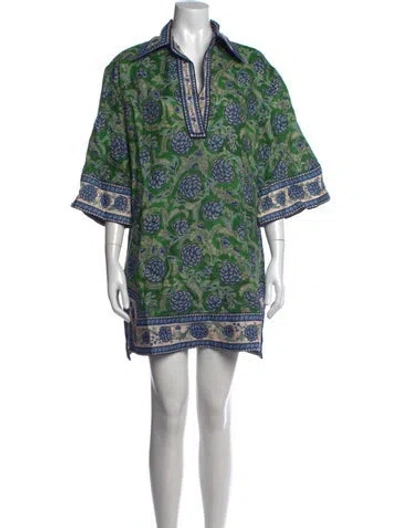 Pre-owned Zimmermann Linen Mini Dress In Green