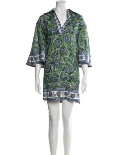 Pre-owned Zimmermann Linen Mini Dress In Green