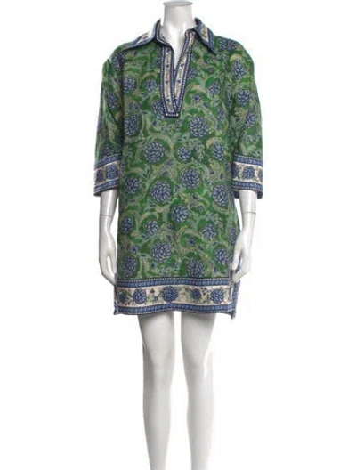 Pre-owned Zimmermann Linen Mini Dress In Green