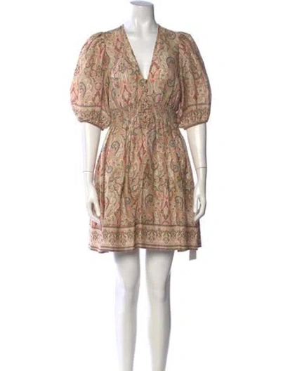 Pre-owned Zimmermann Linen Mini Dress In Green/orange