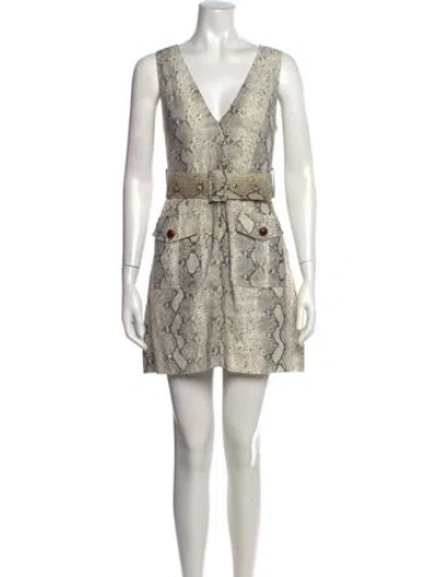 Pre-owned Zimmermann Linen Mini Dress In Grey