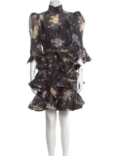 Pre-owned Zimmermann Linen Mini Dress In Multi