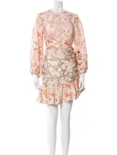 Pre-owned Zimmermann Linen Mini Dress In Multi