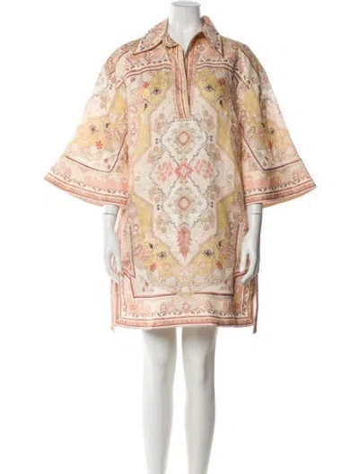 Pre-owned Zimmermann Linen Mini Dress In Multi