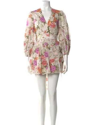 Pre-owned Zimmermann Linen Mini Dress In Multi