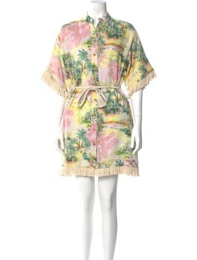 Pre-owned Zimmermann Linen Mini Dress In Multi