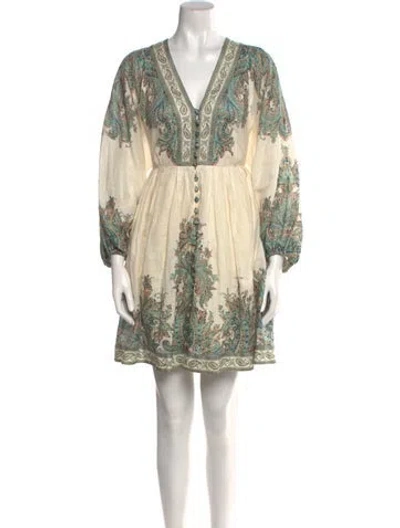 Pre-owned Zimmermann Linen Mini Dress In Multi