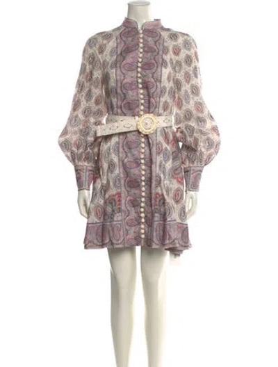 Pre-owned Zimmermann Linen Mini Dress In Multi