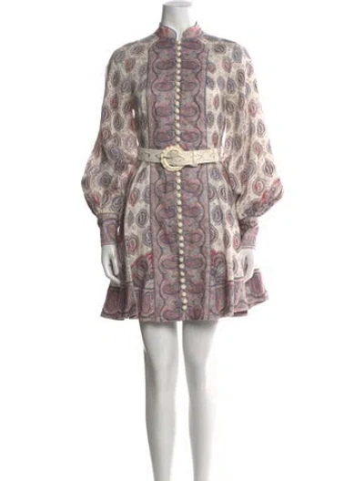Pre-owned Zimmermann Linen Mini Dress In Multi