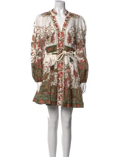 Pre-owned Zimmermann Linen Mini Dress In Multi
