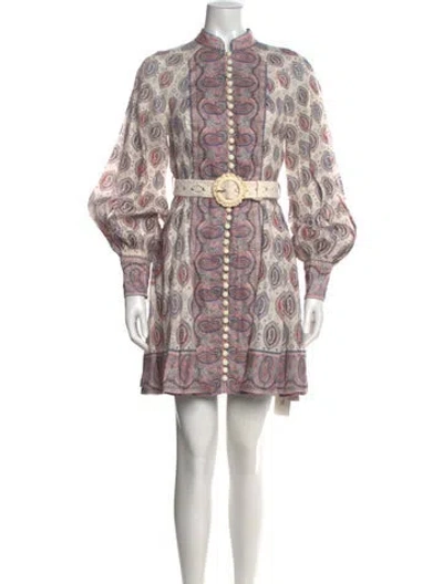 Pre-owned Zimmermann Linen Mini Dress In Multi