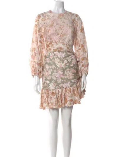 Pre-owned Zimmermann Linen Mini Dress In Multi