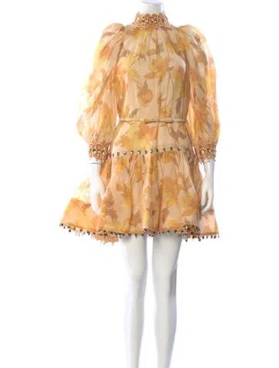 Pre-owned Zimmermann Linen Mini Dress In Multi