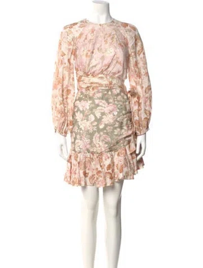 Pre-owned Zimmermann Linen Mini Dress In Multi