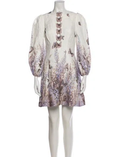 Pre-owned Zimmermann Linen Mini Dress In Multi