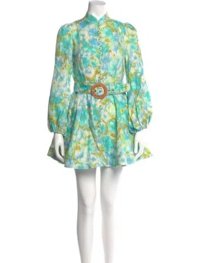 Pre-owned Zimmermann Linen Mini Dress In Multi