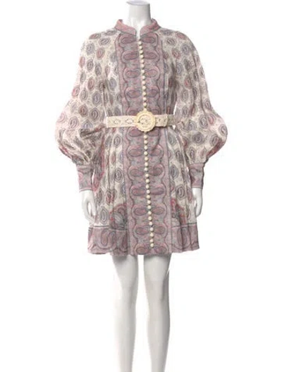 Pre-owned Zimmermann Linen Mini Dress In Multi