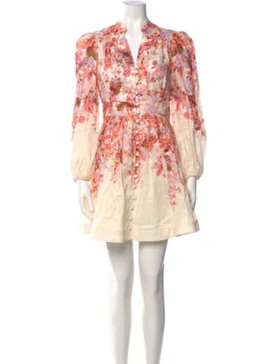 Pre-owned Zimmermann Linen Mini Dress In Multi
