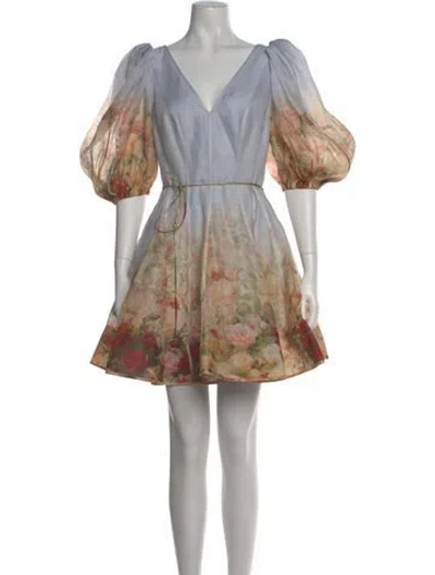 Pre-owned Zimmermann Linen Mini Dress In Multi