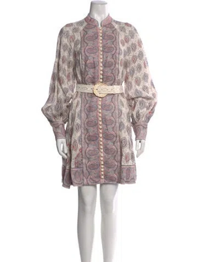 Pre-owned Zimmermann Linen Mini Dress In Multi