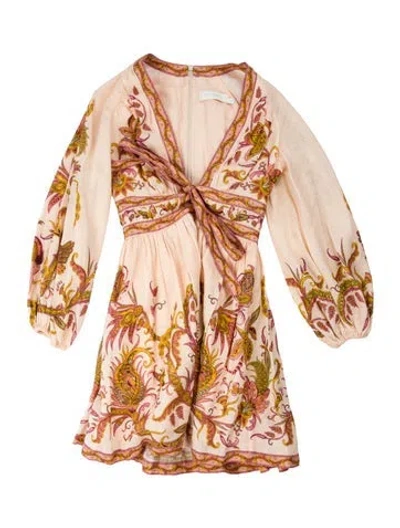 Pre-owned Zimmermann Linen Mini Dress In Multi
