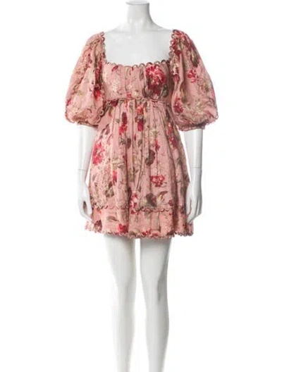 Pre-owned Zimmermann Linen Mini Dress In Multi