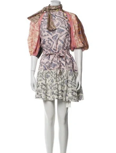 Pre-owned Zimmermann Linen Mini Dress In Multi