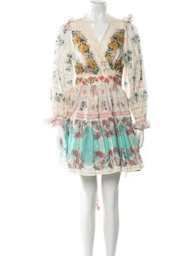 Pre-owned Zimmermann Linen Mini Dress In Multi