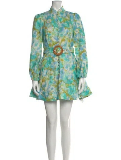 Pre-owned Zimmermann Linen Mini Dress In Multi