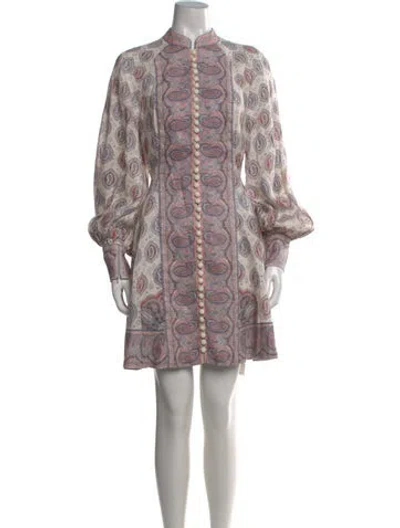 Pre-owned Zimmermann Linen Mini Dress In Multi