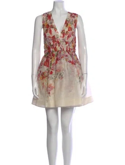 Pre-owned Zimmermann Linen Mini Dress In Multi