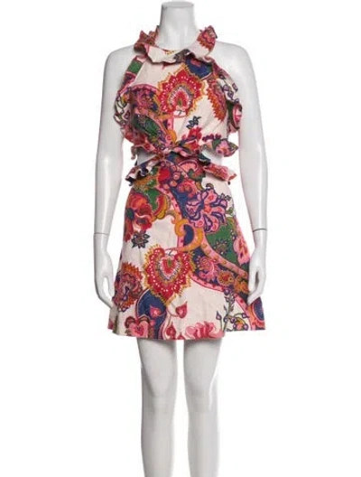 Pre-owned Zimmermann Linen Mini Dress In Multi