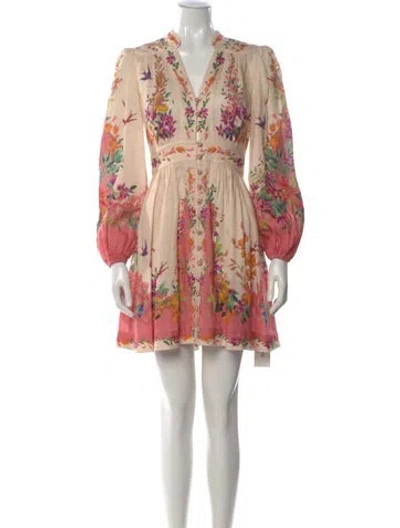Pre-owned Zimmermann Linen Mini Dress In Multi