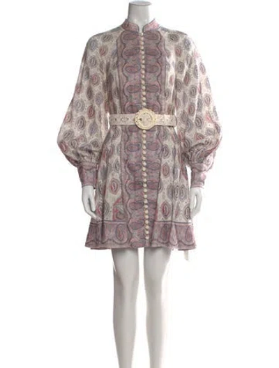 Pre-owned Zimmermann Linen Mini Dress In Multi