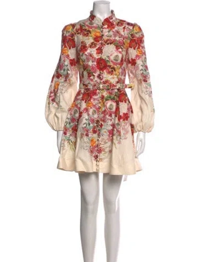 Pre-owned Zimmermann Linen Mini Dress In Multi