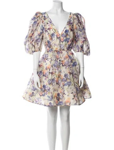 Pre-owned Zimmermann Linen Mini Dress In Multi