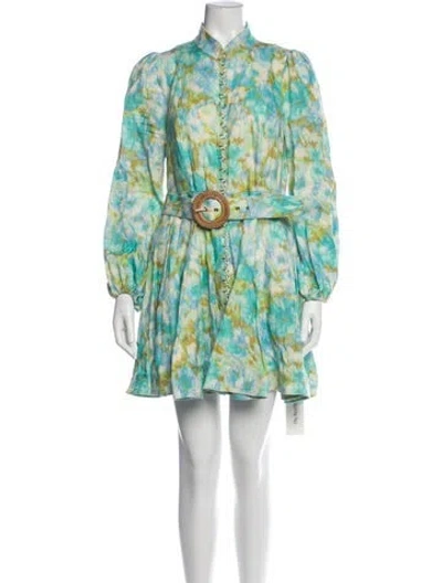 Pre-owned Zimmermann Linen Mini Dress In Multi