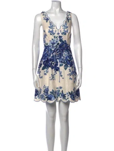 Pre-owned Zimmermann Linen Mini Dress In Multi