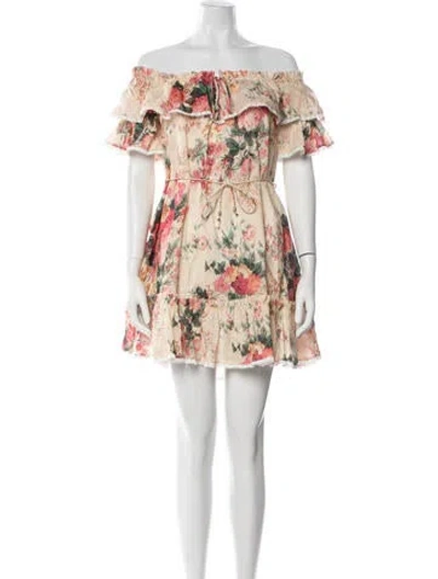Pre-owned Zimmermann Linen Mini Dress In Multi