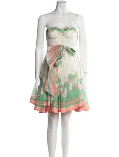 Pre-owned Zimmermann Linen Mini Dress In Multi
