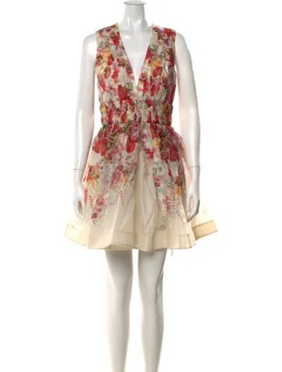 Pre-owned Zimmermann Linen Mini Dress In Multi