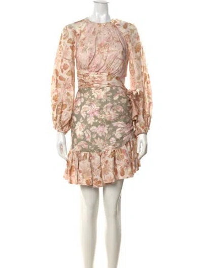 Pre-owned Zimmermann Linen Mini Dress In Multi