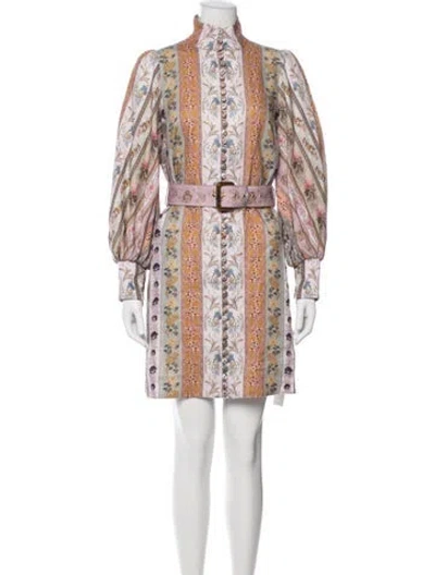 Pre-owned Zimmermann Linen Mini Dress In Multi